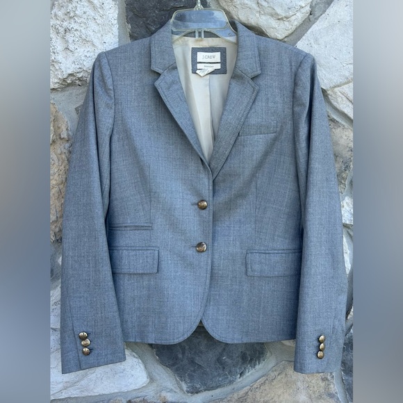 J. Crew Schoolboy Blazer Sz 10 Gray 100% Wool Career Preppy Academia Equestrian - Picture 1 of 5